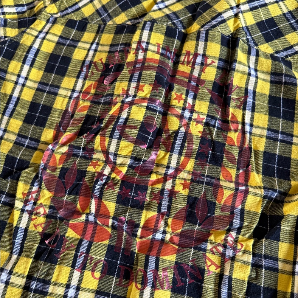 Zumba Yellow and Black Plaid Button up Shirt